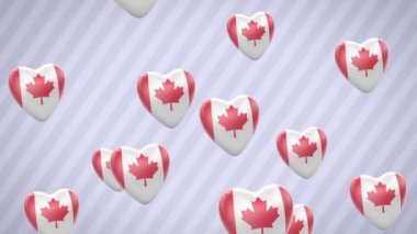 Uçan kalpler bayraklı. Kanada. Döngü. Alfa kanalı bulunur.