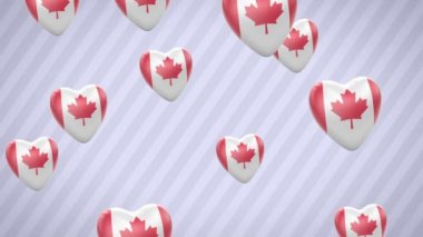 Uçan kalpler bayraklı. Kanada. Döngü. Alfa kanalı bulunur.