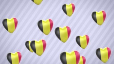 Uçan kalpler bayraklı. Belçika. Döngü. Alfa kanalı bulunur.