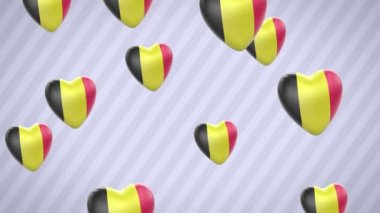 Uçan kalpler bayraklı. Belçika. Döngü. Alfa kanalı bulunur.