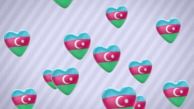 Uçan kalpler bayraklı. Azerbaycan. Döngü. Alfa kanalı bulunur.