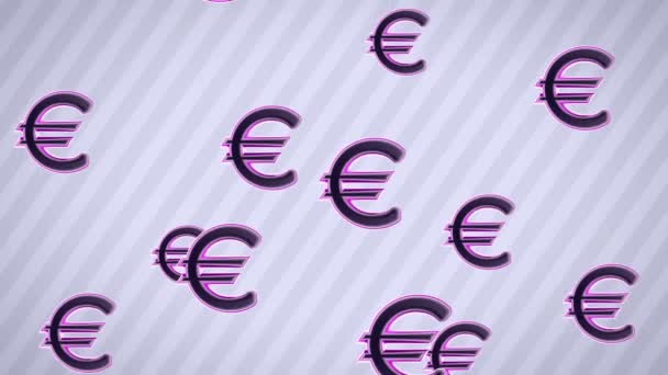 Летающие Иконки Евро Зацикливаюсь Альфа Канал Включен — стоковое видео