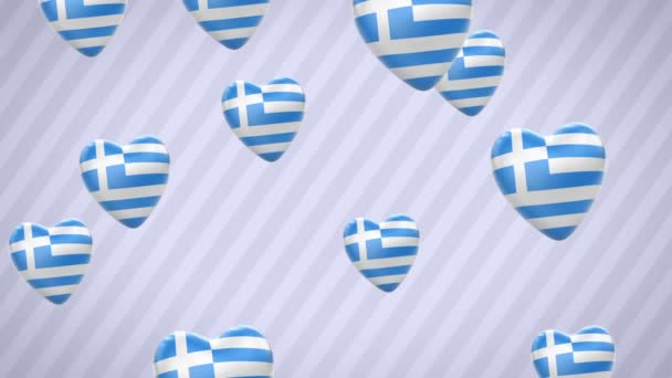 Flying Corazones Marcados Grecia Revisando Canal Alfa Está Incluido — Vídeos de Stock