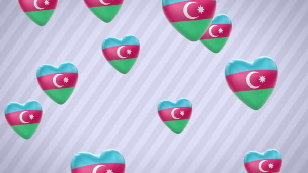 Flying flagged hearts. Azerbaijan. Looping. Alpha channel is included.