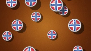 Norveç'in uçan bayraklı simgeler. Döngü. Alfa kanalı bulunur.