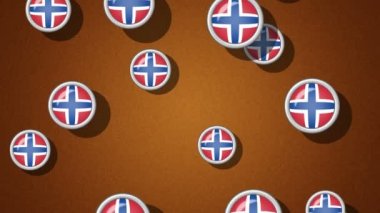 Norveç'in uçan bayraklı simgeler. Döngü. Alfa kanalı bulunur.