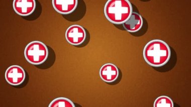 İsviçre'nin uçan bayraklı simgeler. Döngü. Alfa kanalı bulunur.