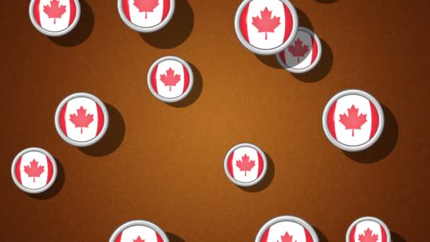 Flying Flagged Iconos Canadá Revisando Canal Alfa Está Incluido — Vídeo de stock