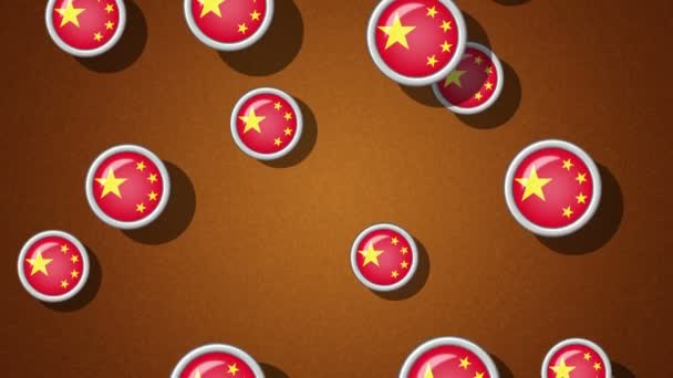 Iconos Marcados Con Bandera China Revisando Canal Alfa Está Incluido — Vídeos de Stock