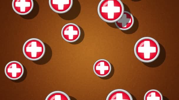 Флагированные Иконки Швейцарии Зацикливаюсь Альфа Канал Включен — стоковое видео