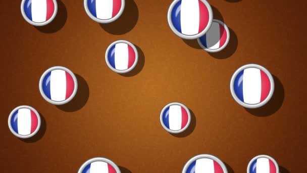 Φέρουν Σημαία Εικονίδια Της Γαλλίας Επανάληψη Περιλαμβάνεται Στο Κανάλι Άλφα — Αρχείο Βίντεο