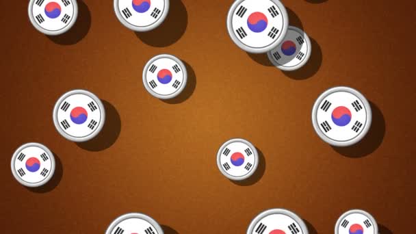 Φέρουν Σημαία Εικονίδια Της Νότιας Κορέας Επανάληψη Περιλαμβάνεται Στο Κανάλι — Αρχείο Βίντεο
