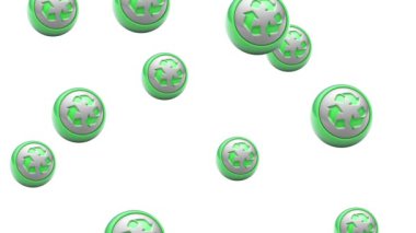 Düşen resycle simgeler. Döngü. Alfa kanalı bulunur.