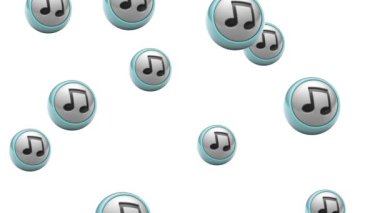 Düşen müzik simgeler. Döngü. Alfa kanalı bulunur.