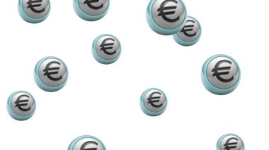 Düşen euro simgeler. Döngü. Alfa kanalı bulunur.