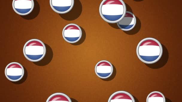 Флагманские Иконы Нидерландов Зацикливаюсь Альфа Канал Включен — стоковое видео
