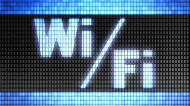 Wi-Fi kutsal kişilerin resmi üstünde belgili tanımlık perde. Döngü.