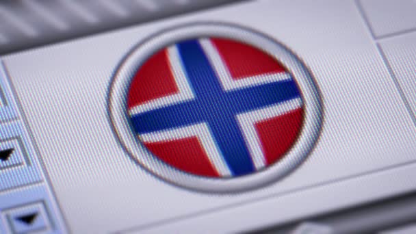 Tekan Tombol Dengan Bendera Norwegia — Stok Video
