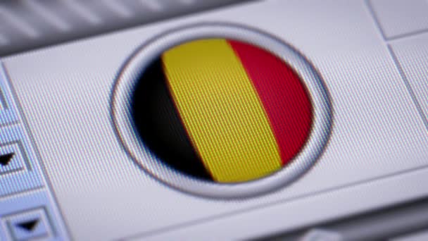 Tryck Knappen Med Belgiens Flagga — Stockvideo