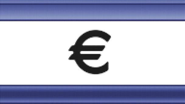 Euro Icon Pixel Screen Looping — Stock Video