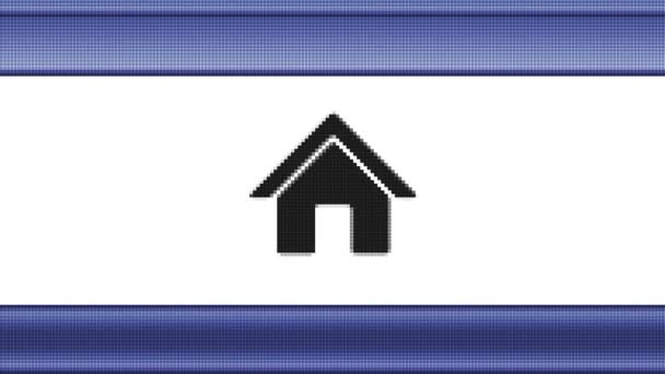 Startseite Symbol Auf Einem Pixelbildschirm Schleife — Stockvideo
