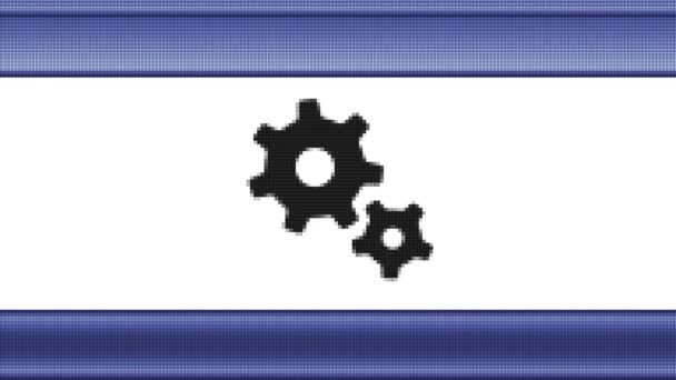 Getriebe Symbol Auf Einem Pixelbildschirm Schleife — Stockvideo
