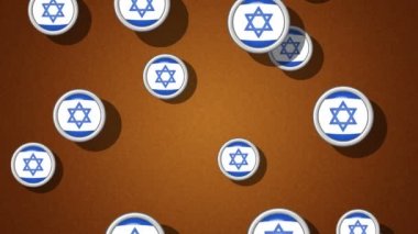 İsrail uçan bayraklı simgeler. Döngü. Alfa kanalı bulunur.