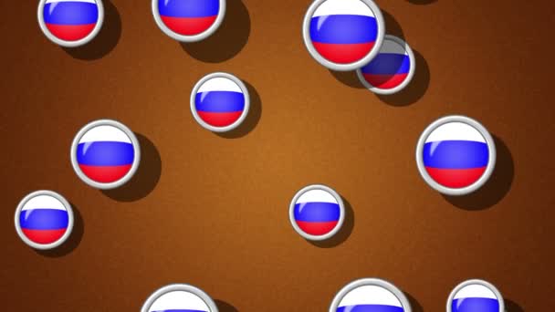 Voando Ícones Sinalizados Rússia Enrolar Canal Alpha Está Incluído — Vídeo de Stock