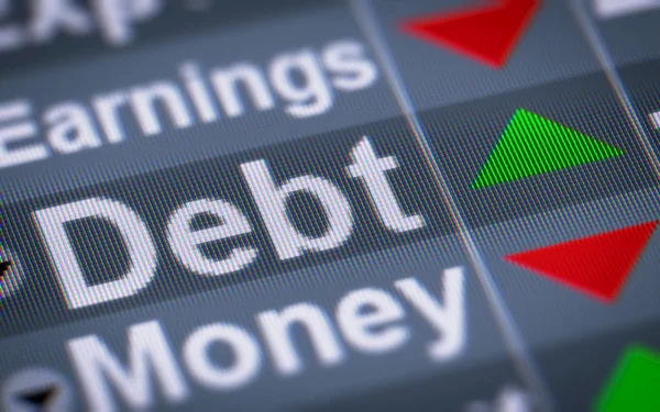 画面上の債務のインデックス アップ — ストック写真