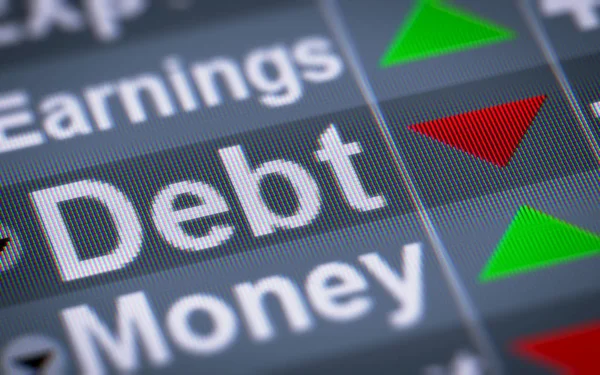 画面上の債務のインデックス ダウン — ストック写真