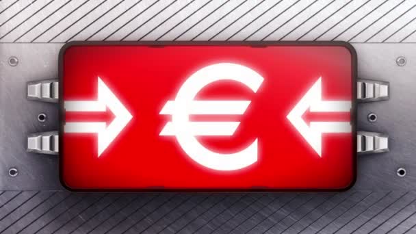 Euro Symbol Auf Dem Schild Schleife — Stockvideo