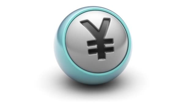 Yen Symbol Auf Dem Ball Schleife — Stockvideo