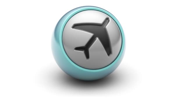 Иконка Самолета Мяче Цикл — стоковое видео