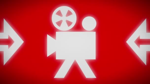 Kamera Symbol Auf Einem Roten Bildschirm Schleife — Stockvideo