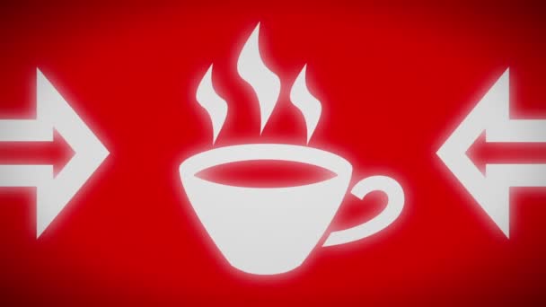 红色屏幕上的咖啡图标 — 图库视频影像