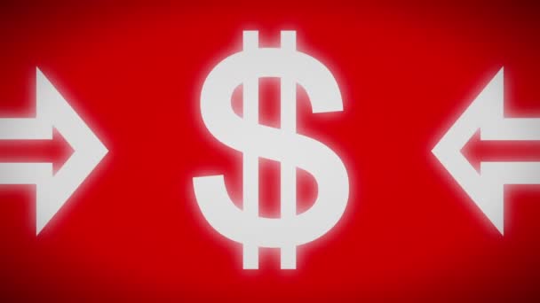 Icône Dollar Sur Écran Rouge Boucle — Video