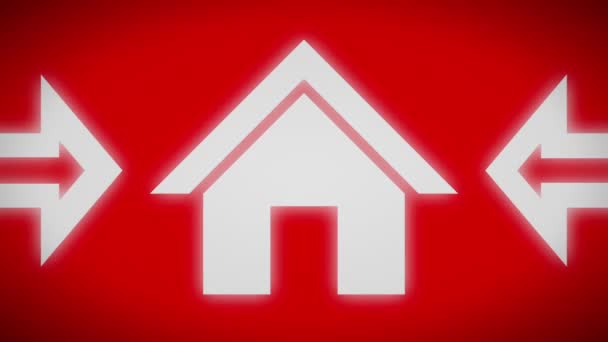 Σπίτι Εικονίδιο Κόκκινο Στην Οθόνη Επανάληψη — Αρχείο Βίντεο