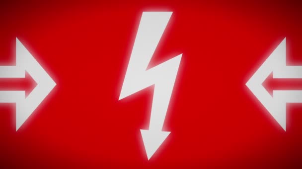 Blitz Symbol Auf Rotem Bildschirm Schleife — Stockvideo