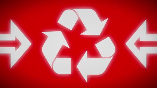 Recycling Symbol Auf Rotem Bildschirm Schleife — Stockvideo