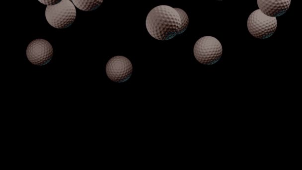 Repülő Golfballs Fekete Háttér Hurok — Stock videók