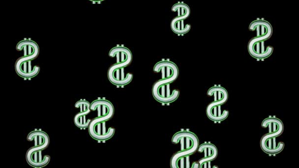 Latające Ikony Dolar Pętli — Wideo stockowe