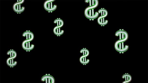 Iconos Dólares Voladores Bucle — Vídeos de Stock