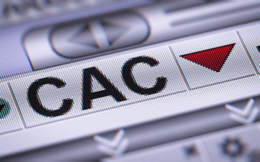 Kıyaslama Fransız borsa endeksi. Aşağı. 