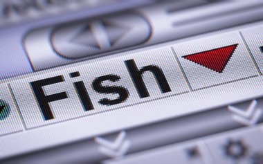 Dizin balık üstünde belgili tanımlık perde. Aşağı.