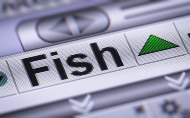 Dizin balık üstünde belgili tanımlık perde. Yukarı.