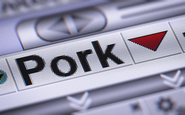 Index of Pork on the screen. Down.