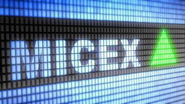 On parça unweighted fiyat endeksi çoğu sıvı Rus hisse senetleri Micex-Rts Moskova, Rusya listelenir. 3D çizim.