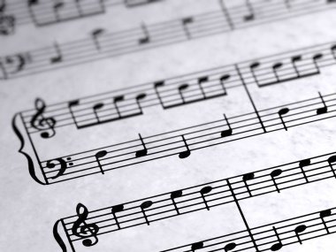 Kağıt üzerinde müzik notaları.