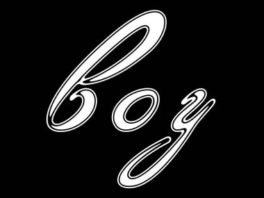 Siyah zemin üzerine beyaz kelime.