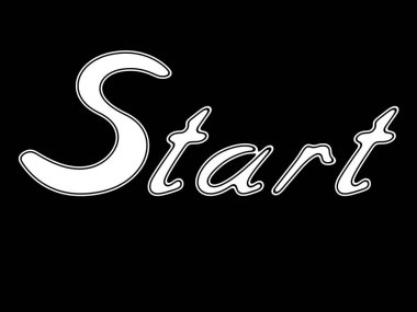 Siyah zemin üzerine beyaz kelime.